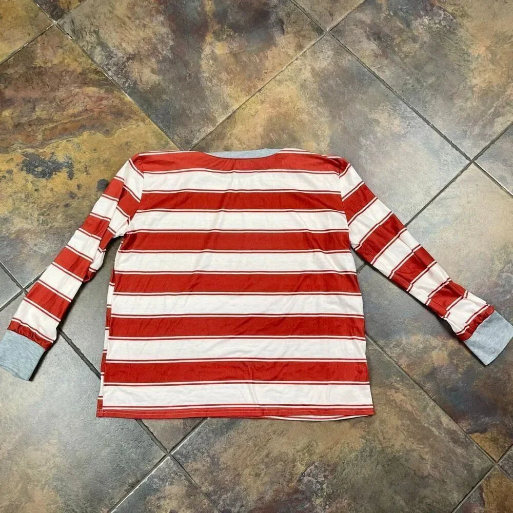 Women's Family Pajama Striped Xmas Christmas Matching Sleepwear Set 2XL